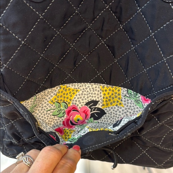 Vera Bradley Black Quilted large Tote Bag Purse, Super Clean - Picture 9 of 10